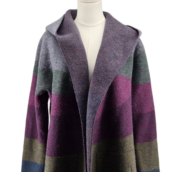Toad&Co Jackets & Blazers - Toad&Co Coatigan Womens L Multicolor Hooded Tweed Overcoat Open Pockets